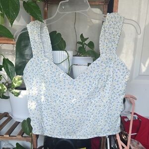 ✨️2 For 20✨️Japna Blue and White Bustier Crop Tank Top